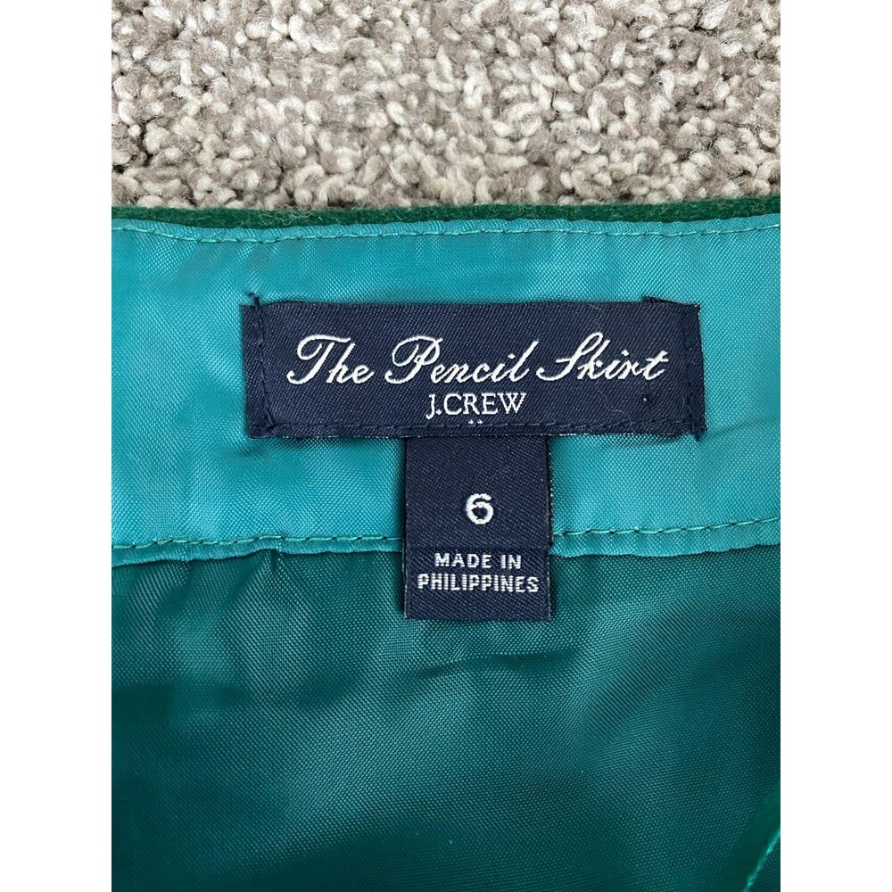 J.Crew The Pencil Skirt Green Wool Blend Career Classic Size 6 NWOT - Picture 3 of 6